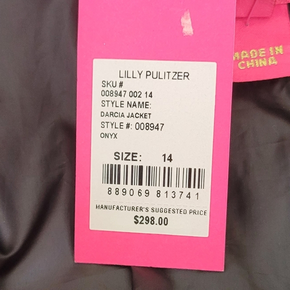 NWT Lilly Pulitzer Darcia Puffer Jacket Fitted Full Zipper Black Onyx Size 14 - Picture 13 of 14